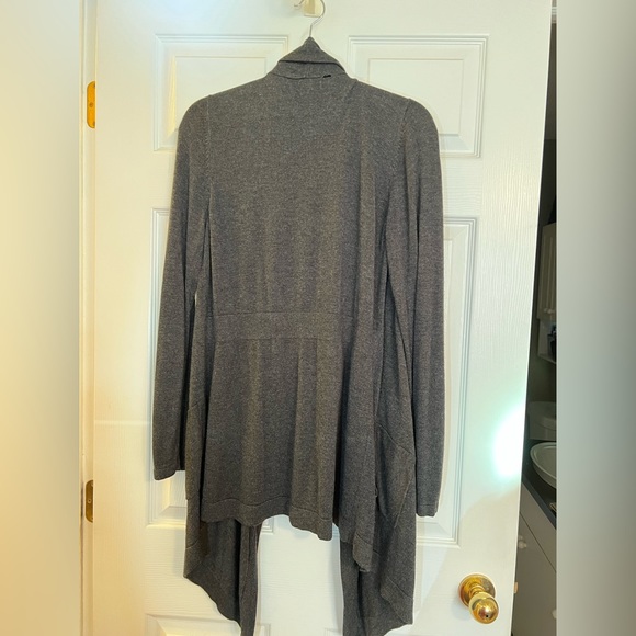 Grey soft drape front cardigan. - Picture 2 of 3